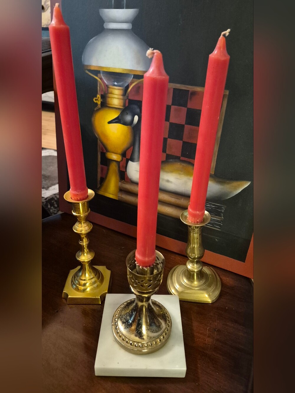 Lot of 3 Vintage  brass candlesticks feature classic designs with sturdy base